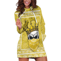 Latin King Hoodie Dress Paisley Pattern Yellow - Wonder Print Shop