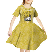 Latin King Kid Short Sleeve Dress Paisley Pattern Yellow - Wonder Print Shop