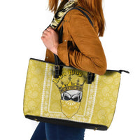 Latin King Leather Tote Bag Paisley Pattern Yellow - Wonder Print Shop