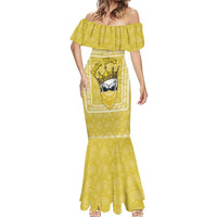 Latin King Mermaid Dress Paisley Pattern Yellow - Wonder Print Shop