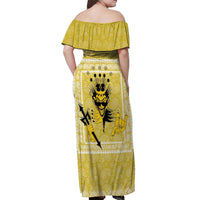 Latin King Off Shoulder Maxi Dress Paisley Pattern Yellow - Wonder Print Shop