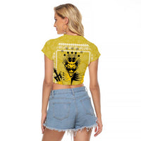 Latin King Raglan Cropped T Shirt Paisley Pattern Yellow - Wonder Print Shop
