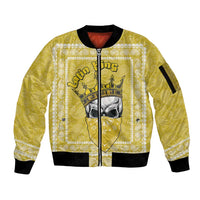 Latin King Sleeve Zip Bomber Jacket Paisley Pattern Yellow - Wonder Print Shop