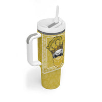 Latin King Tumbler With Handle Paisley Pattern Yellow - Wonder Print Shop