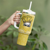 Latin King Tumbler With Handle Paisley Pattern Yellow - Wonder Print Shop