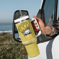Latin King Tumbler With Handle Paisley Pattern Yellow - Wonder Print Shop