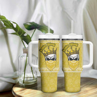 Latin King Tumbler With Handle Paisley Pattern Yellow - Wonder Print Shop