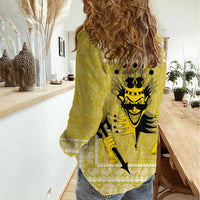 Latin King Women Casual Shirt Paisley Pattern Yellow - Wonder Print Shop
