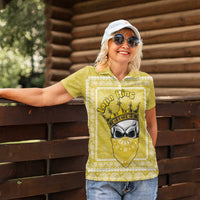 Latin King Women Polo Shirt Paisley Pattern Yellow - Wonder Print Shop