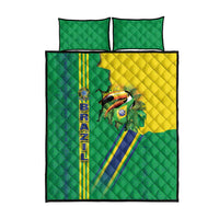 Brazil Flag Emblem Quilt Bed Set Toco Toucan In My Heart