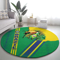 Brazil Flag Emblem Round Carpet Toco Toucan In My Heart