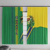 Brazil Flag Emblem Window Curtain Toco Toucan In My Heart