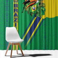 Brazil Flag Emblem Window Curtain Toco Toucan In My Heart