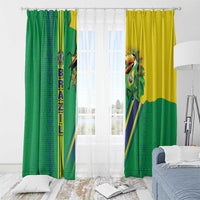 Brazil Flag Emblem Window Curtain Toco Toucan In My Heart