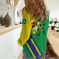 Brazil Flag Emblem Women Casual Shirt Toco Toucan In My Heart