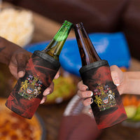 Canada Flag Coat of Arms 4 in 1 Can Cooler Tumbler Light Wave Abstract Style