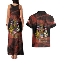 Canada Flag Coat of Arms Couples Matching Tank Maxi Dress and Hawaiian Shirt Light Wave Abstract Style