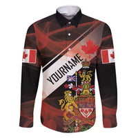 Canada Flag Coat of Arms Family Matching Mermaid Dress and Hawaiian Shirt Light Wave Abstract Style