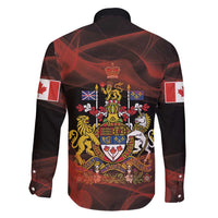 Canada Flag Coat of Arms Family Matching Off Shoulder Short Dress and Hawaiian Shirt Light Wave Abstract Style