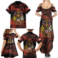 Canada Flag Coat of Arms Family Matching Summer Maxi Dress and Hawaiian Shirt Light Wave Abstract Style