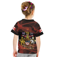Canada Flag Coat of Arms Kid T Shirt Light Wave Abstract Style