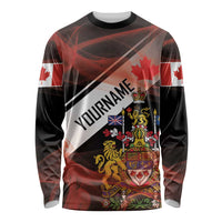Canada Flag Coat of Arms Long Sleeve Shirt Light Wave Abstract Style