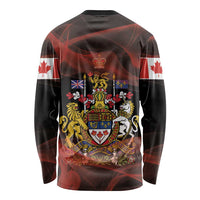 Canada Flag Coat of Arms Long Sleeve Shirt Light Wave Abstract Style