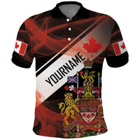 Canada Flag Coat of Arms Polo Shirt Light Wave Abstract Style