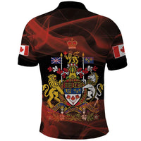 Canada Flag Coat of Arms Polo Shirt Light Wave Abstract Style