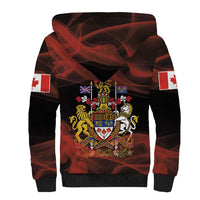 Canada Flag Coat of Arms Sherpa Hoodie Light Wave Abstract Style
