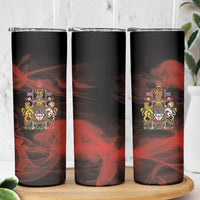 Canada Flag Coat of Arms Skinny Tumbler Light Wave Abstract Style