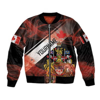 Canada Flag Coat of Arms Sleeve Zip Bomber Jacket Light Wave Abstract Style