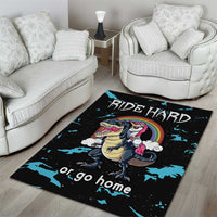 Christmas Dinosaur Unicorn Area Rug Ride Hard or Go Home - Wonder Print Shop