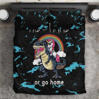 Christmas Dinosaur Unicorn Bedding Set Ride Hard or Go Home - Wonder Print Shop