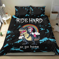 Christmas Dinosaur Unicorn Bedding Set Ride Hard or Go Home - Wonder Print Shop