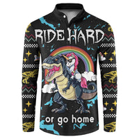 Christmas Dinosaur Unicorn Button Sweatshirt Ride Hard or Go Home - Wonder Print Shop