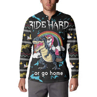 Christmas Dinosaur Unicorn Button Sweatshirt Ride Hard or Go Home - Wonder Print Shop