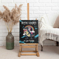 Christmas Dinosaur Unicorn Canvas Wall Art Ride Hard or Go Home - Wonder Print Shop