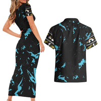 Christmas Dinosaur Unicorn Couples Matching Short Sleeve Bodycon Dress and Hawaiian Shirt Ride Hard or Go Home - Wonder Print Shop
