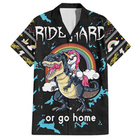 Christmas Dinosaur Unicorn Family Matching Off Shoulder Short Dress and Hawaiian Shirt Ride Hard or Go Home - Wonder Print Shop