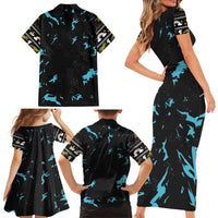 Christmas Dinosaur Unicorn Family Matching Short Sleeve Bodycon Dress and Hawaiian Shirt Ride Hard or Go Home - Wonder Print Shop