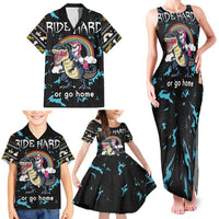 Christmas Dinosaur Unicorn Family Matching Tank Maxi Dress and Hawaiian Shirt Ride Hard or Go Home - Wonder Print Shop