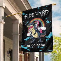 Christmas Dinosaur Unicorn Garden Flag Ride Hard or Go Home - Wonder Print Shop