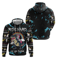 Christmas Dinosaur Unicorn Hoodie Ride Hard or Go Home - Wonder Print Shop