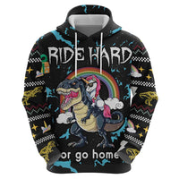 Christmas Dinosaur Unicorn Hoodie Ride Hard or Go Home - Wonder Print Shop