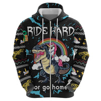 Christmas Dinosaur Unicorn Hoodie Ride Hard or Go Home - Wonder Print Shop