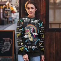 Christmas Dinosaur Unicorn Ugly Christmas Sweater Ride Hard or Go Home - Wonder Print Shop