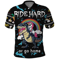 Christmas Dinosaur Unicorn Polo Shirt Ride Hard or Go Home - Wonder Print Shop