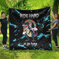 Christmas Dinosaur Unicorn Quilt Ride Hard or Go Home - Wonder Print Shop