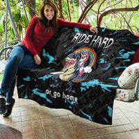 Christmas Dinosaur Unicorn Quilt Ride Hard or Go Home - Wonder Print Shop